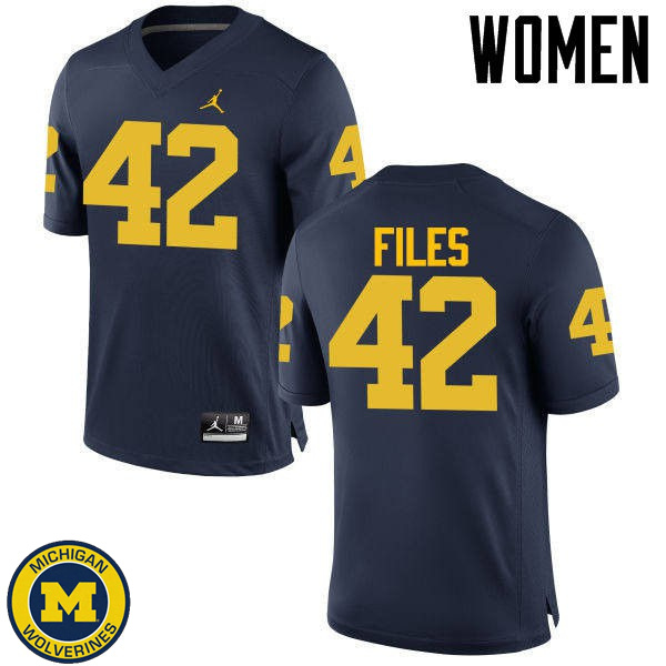 Womens Michigan Wolverines #42 Joseph Files Navy Replica Game Jersey